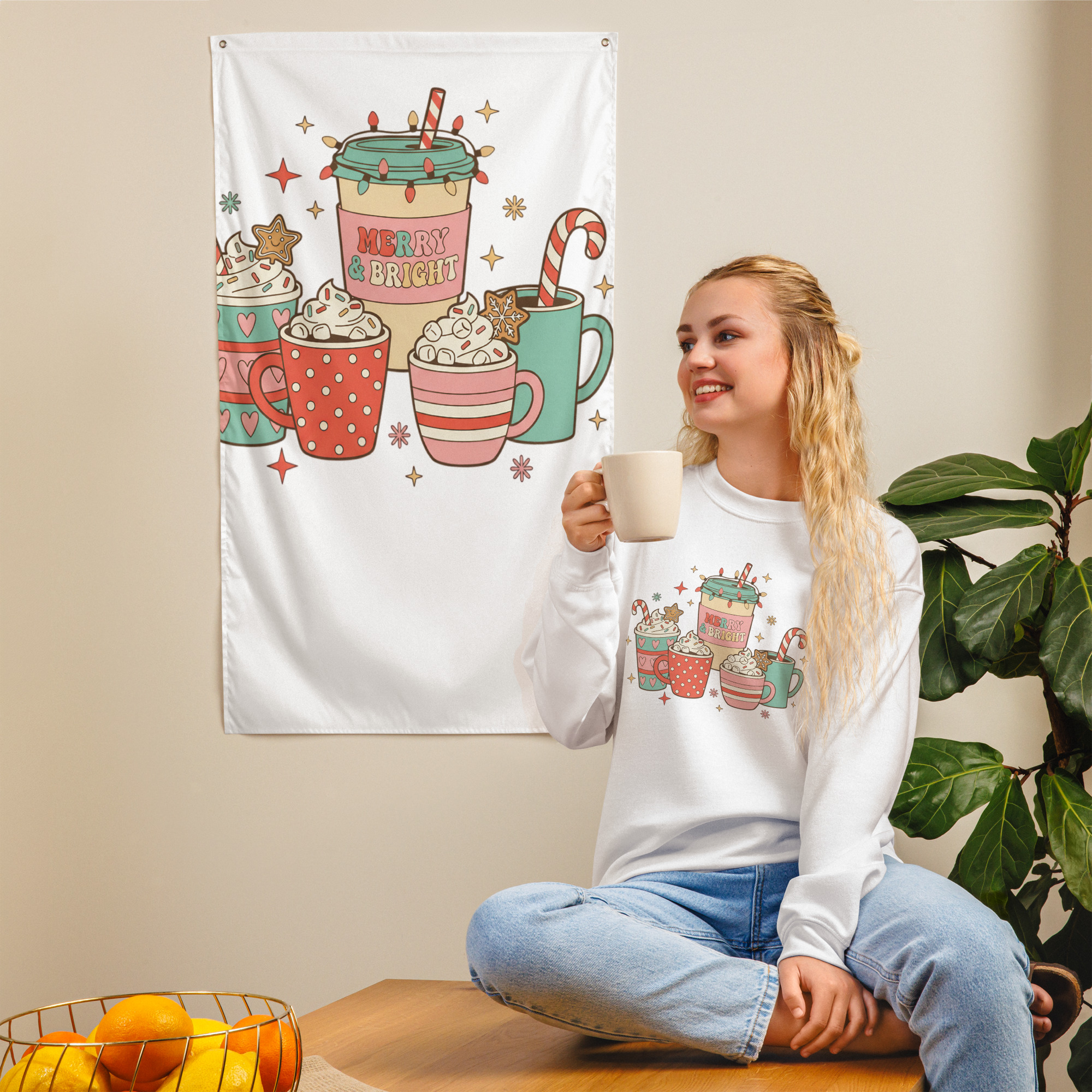 Merry & Bright Cheerful Cups Women's Sweatshirt