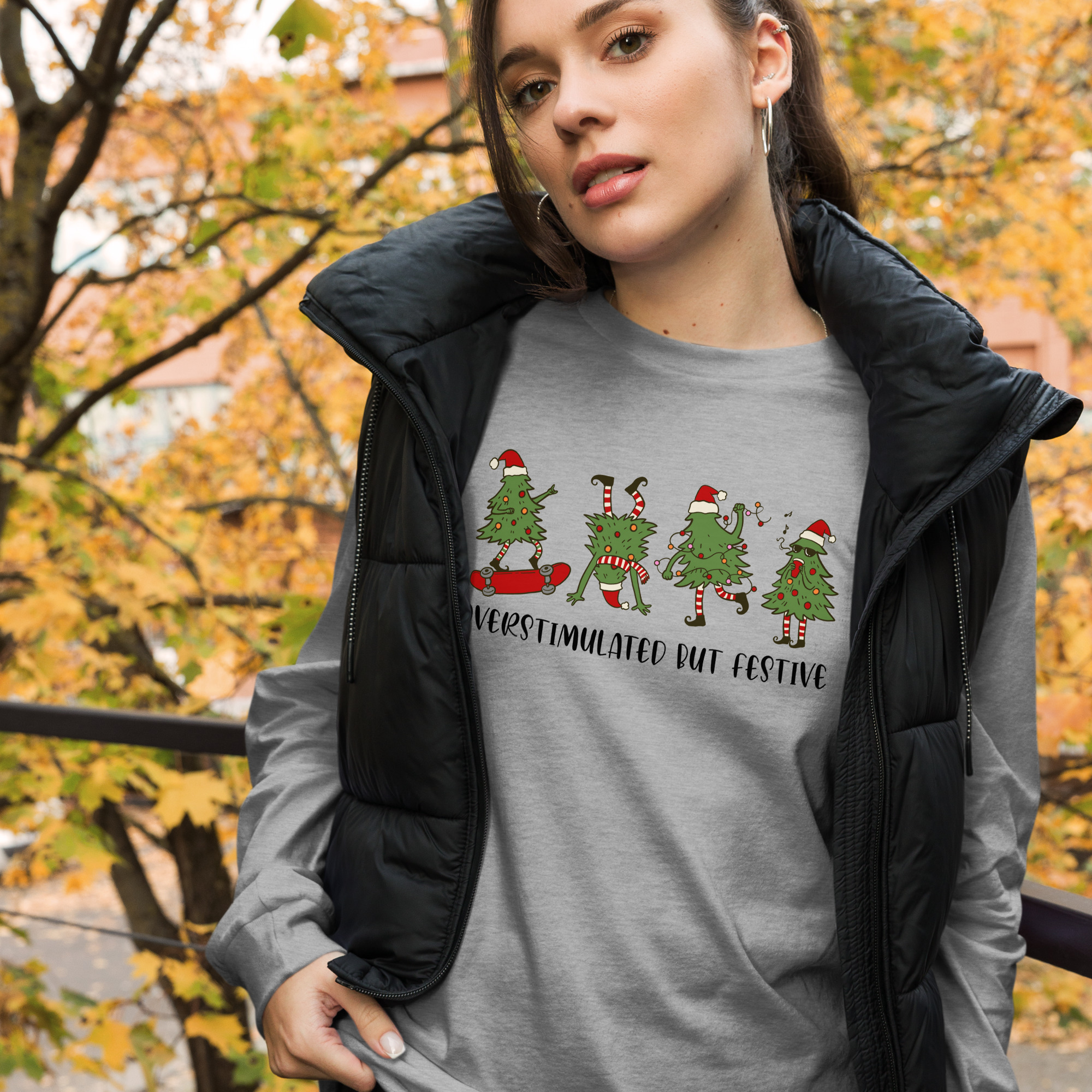 Overstimulated Holiday design Unisex Long Sleeve Tee - Image 6