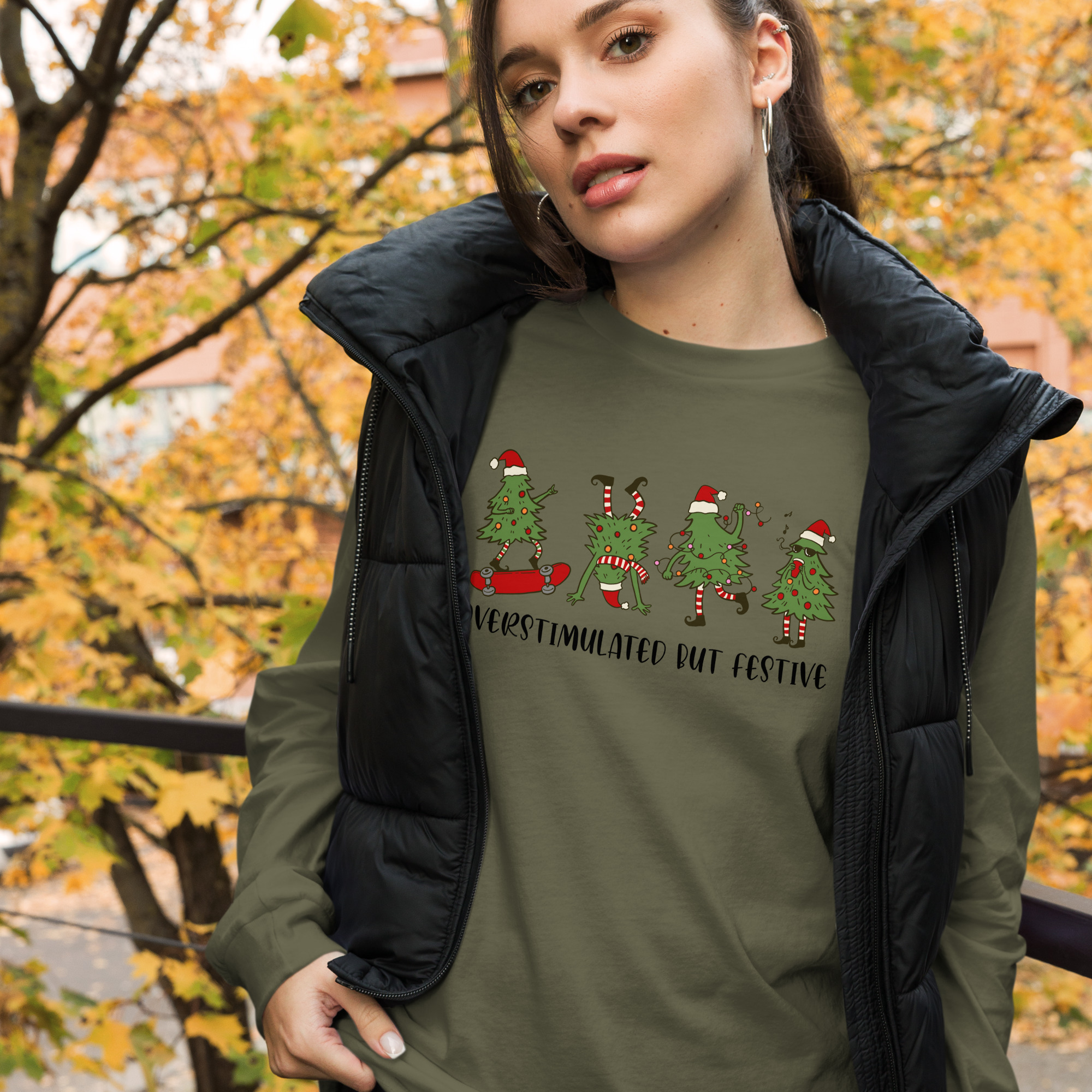 Overstimulated Holiday design Unisex Long Sleeve Tee - Image 4