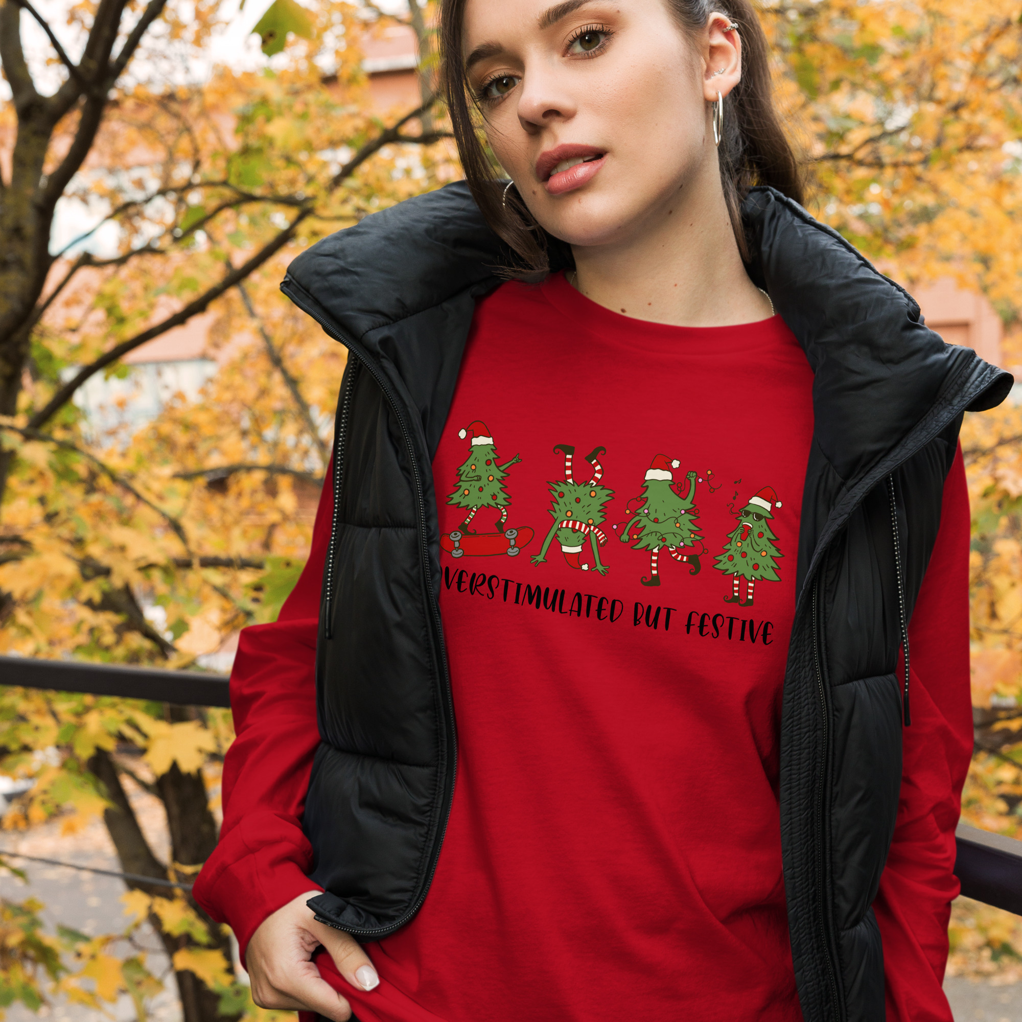 Overstimulated Holiday design Unisex Long Sleeve Tee - Image 2