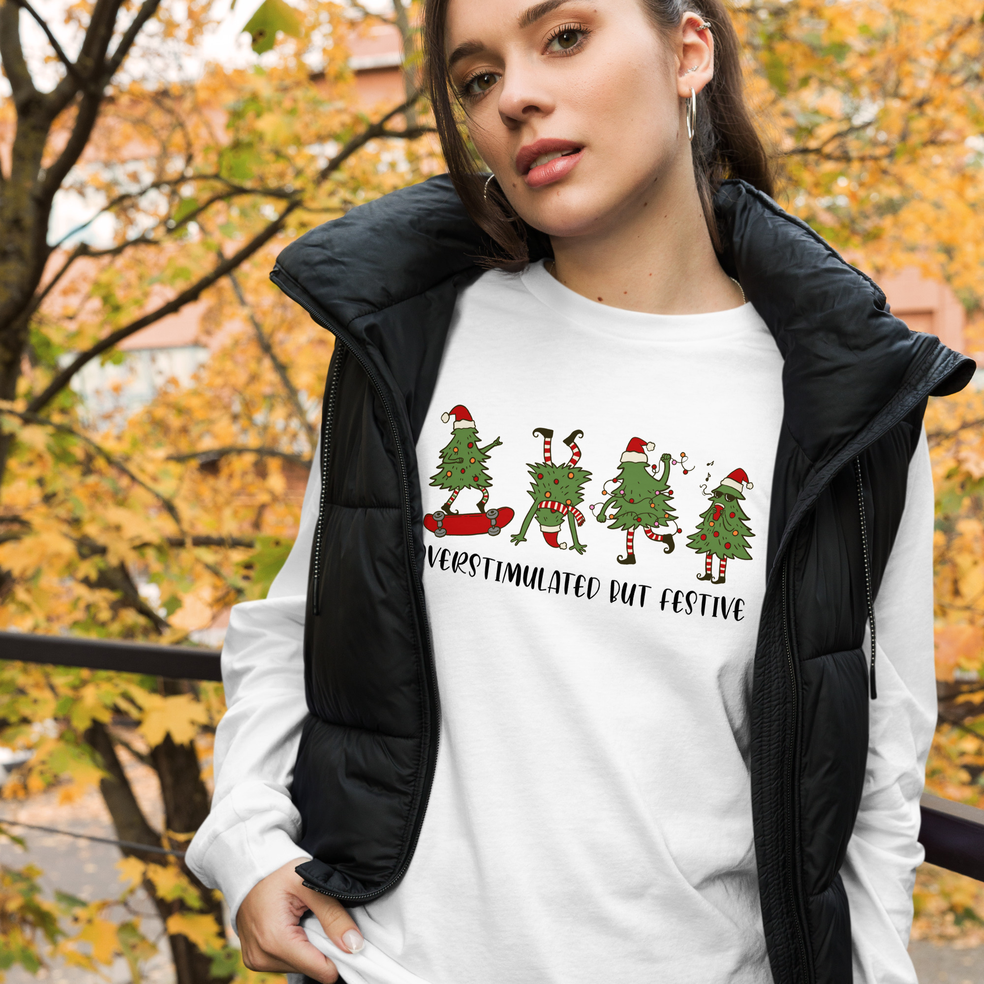 Overstimulated Holiday design Unisex Long Sleeve Tee - Image 8