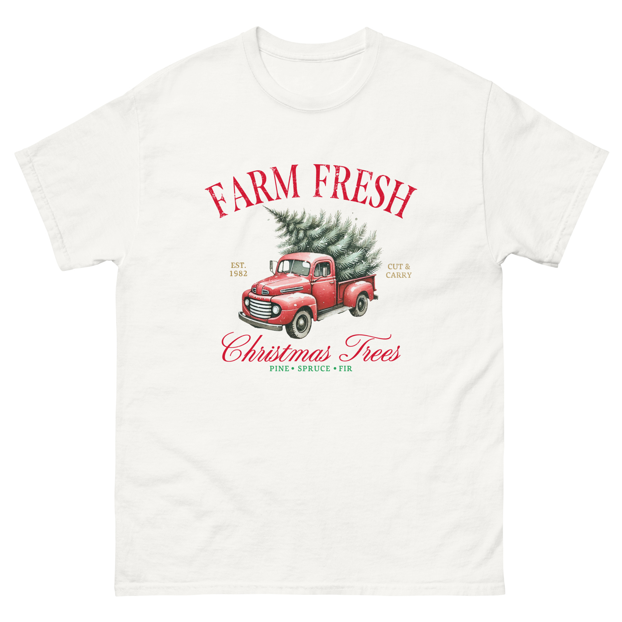 Holiday Christmas Tree in a Truck - Unisex Classic Tee - Image 13
